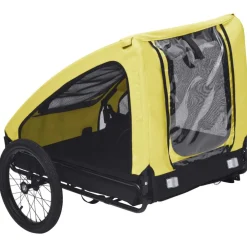 vidaXL Remolque de bicicleta para mascotas Amarillo y negro Best