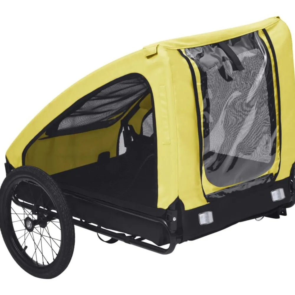 vidaXL Remolque de bicicleta para mascotas Amarillo y negro Best