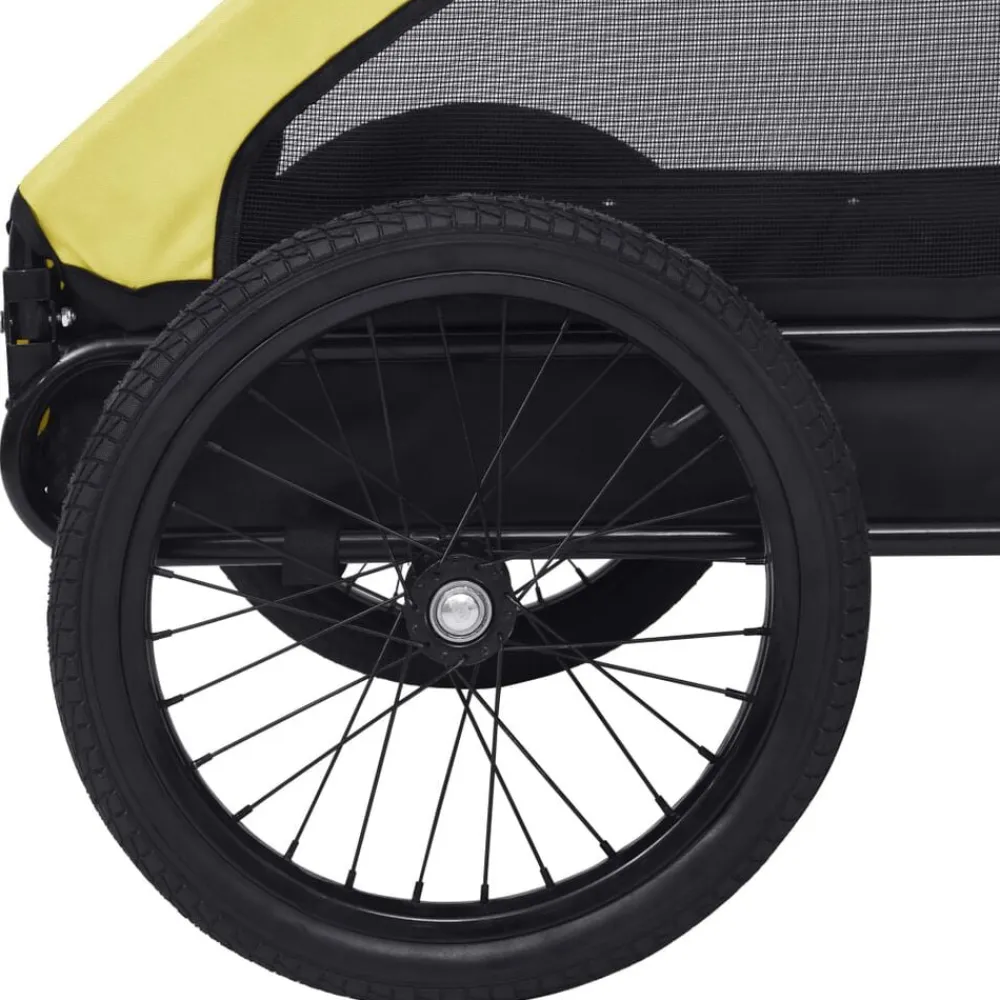 vidaXL Remolque de bicicleta para mascotas Amarillo y negro Best