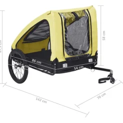 vidaXL Remolque de bicicleta para mascotas Amarillo y negro Best