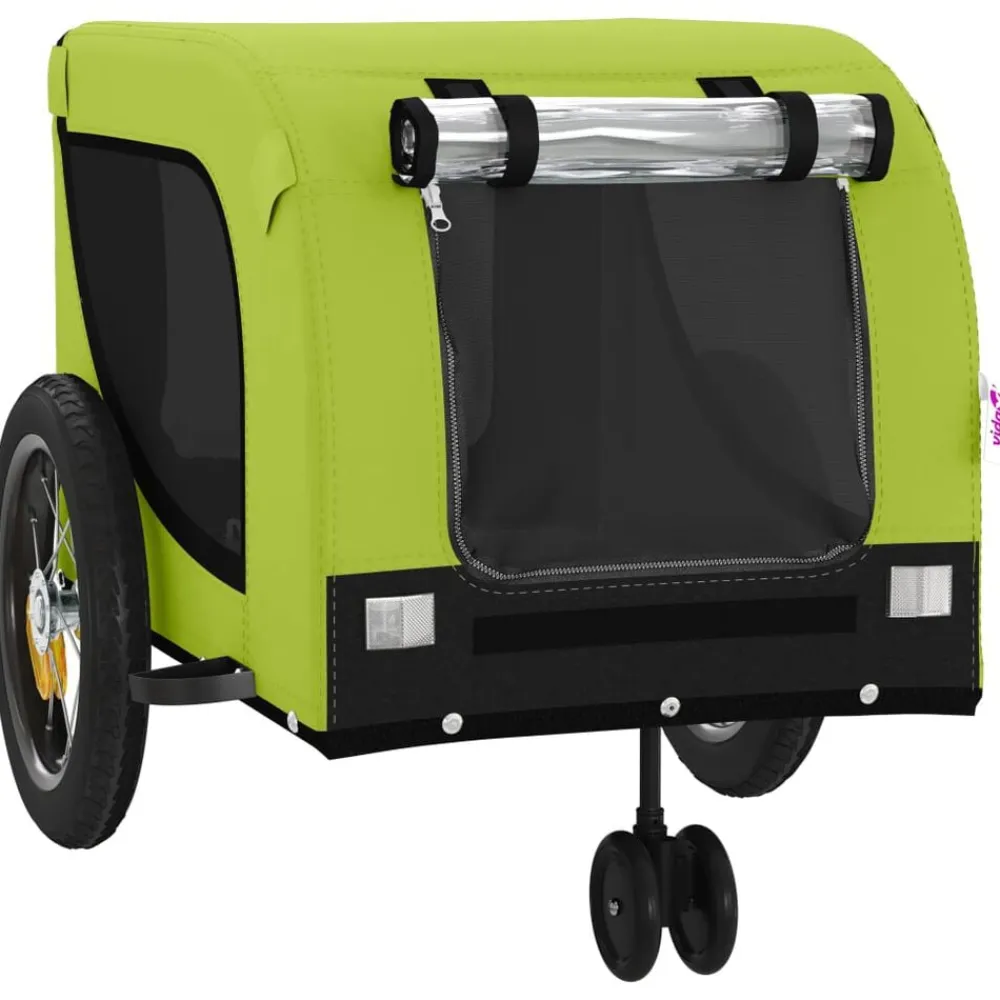 vidaXL Productos Para Mascotas-Remolque de bicicleta mascotas hierro tela Oxford verde negro