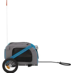vidaXL Remolque de bicicleta mascotas hierro tela Oxford gris Azul