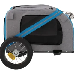 vidaXL Remolque de bicicleta mascotas hierro tela Oxford gris Azul