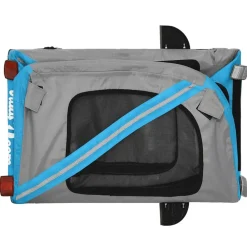 vidaXL Remolque de bicicleta mascotas hierro tela Oxford gris Azul