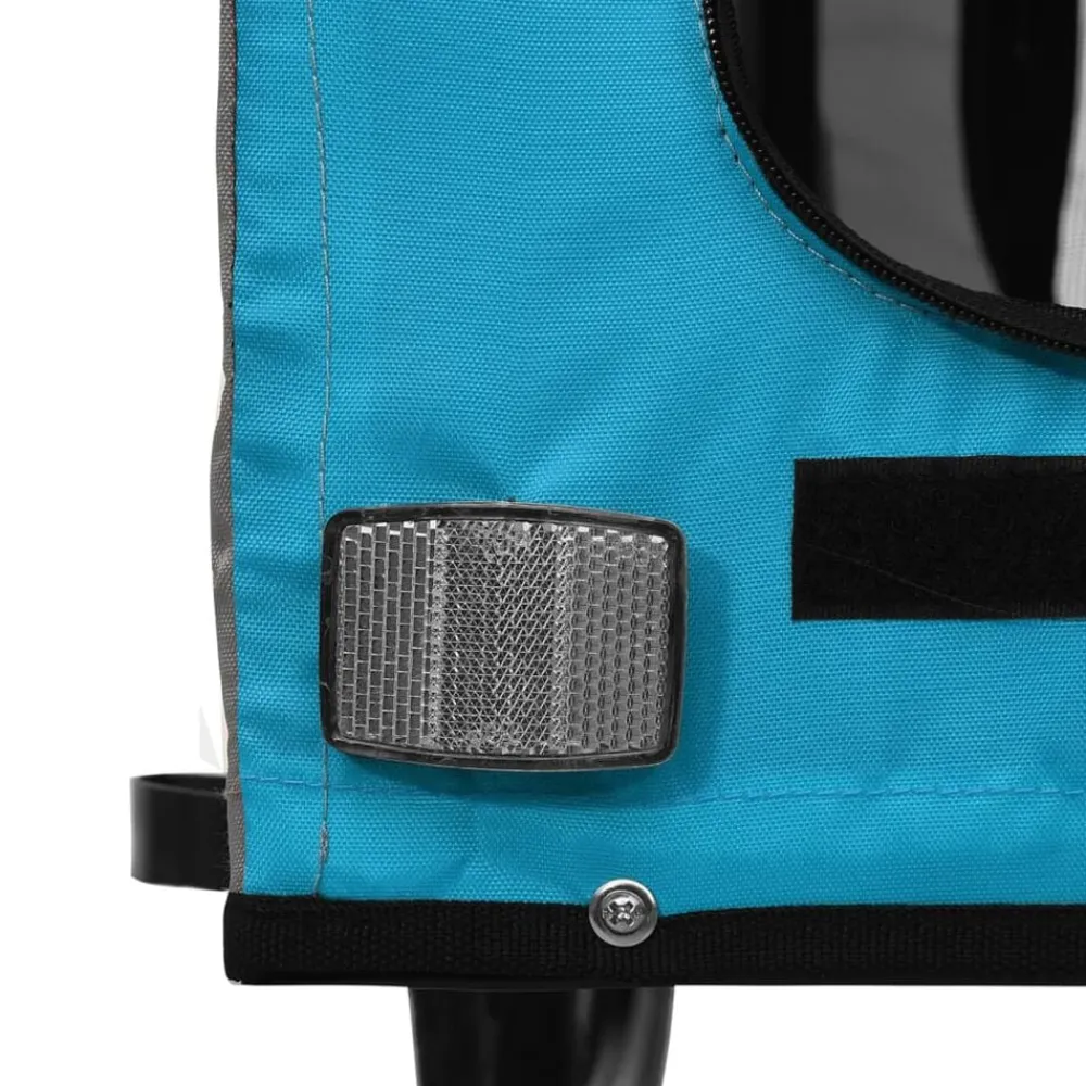 vidaXL Remolque de bicicleta mascotas hierro tela Oxford gris Azul