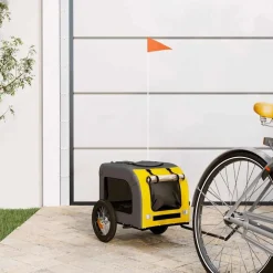 vidaXL Productos Para Mascotas-Remolque de bicicleta mascotas hierro tela Oxford gris