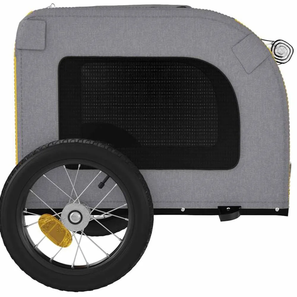 vidaXL Productos Para Mascotas-Remolque de bicicleta mascotas hierro tela Oxford gris