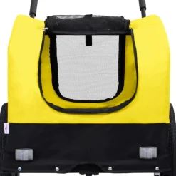 vidaXL Remolque de bicicleta mascotas cochecito 2 en 1 amarillo negro Amarillo y negro Sale