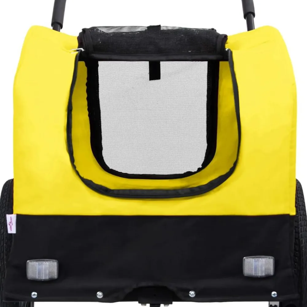 vidaXL Remolque de bicicleta mascotas cochecito 2 en 1 amarillo negro Amarillo y negro Sale