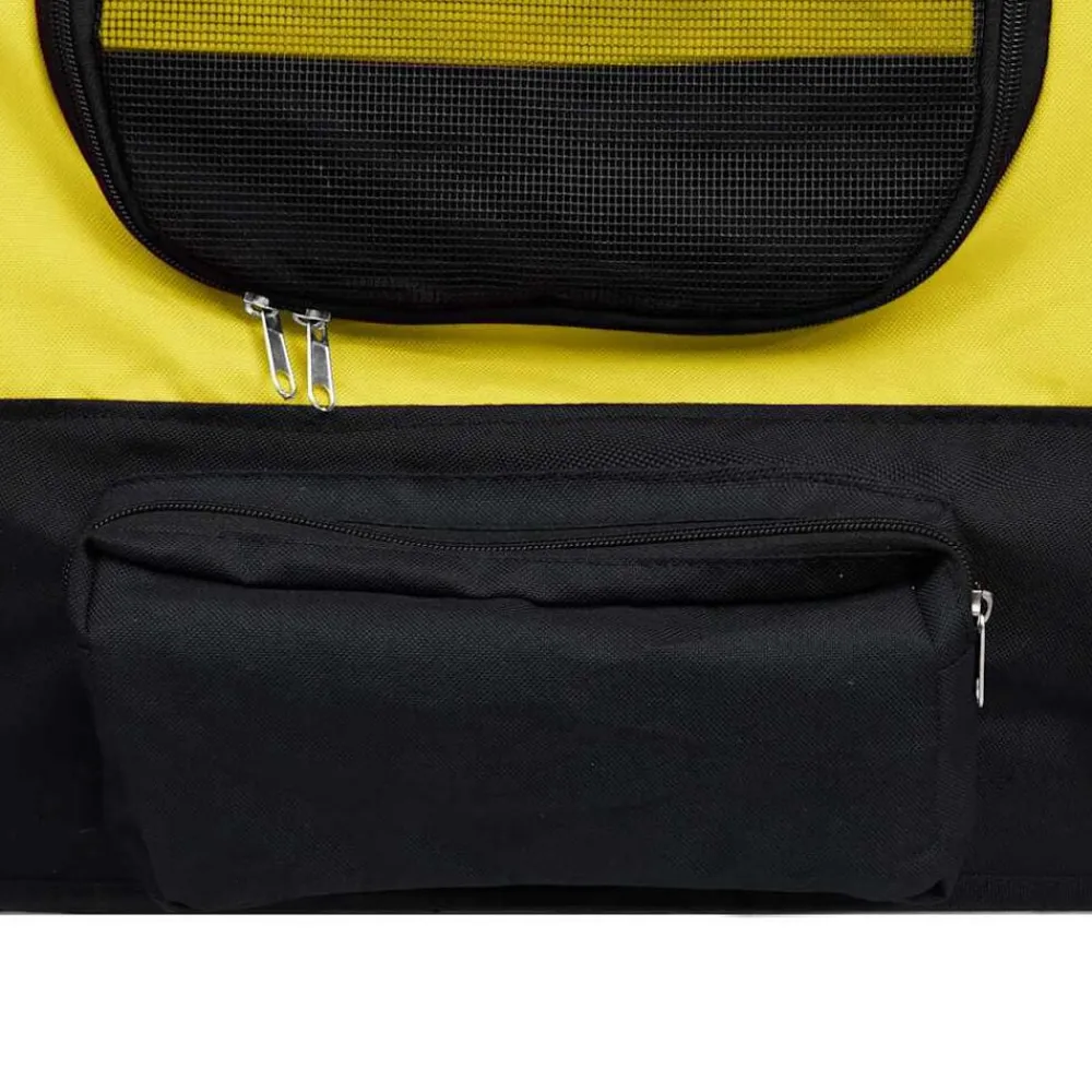 vidaXL Remolque de bicicleta mascotas cochecito 2 en 1 amarillo negro Amarillo y negro Sale