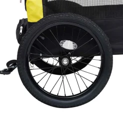 vidaXL Remolque de bicicleta mascotas cochecito 2 en 1 amarillo negro Amarillo y negro Sale