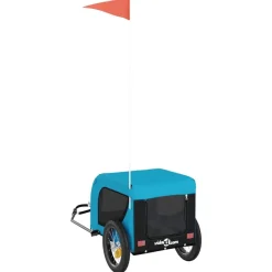 vidaXL Remolque de bicicleta mascotas hierro tela Oxford negro Azul Best