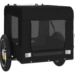 vidaXL Remolque de bicicleta mascotas hierro tela Oxford Negro Best