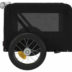 vidaXL Remolque de bicicleta mascotas hierro tela Oxford Negro Best