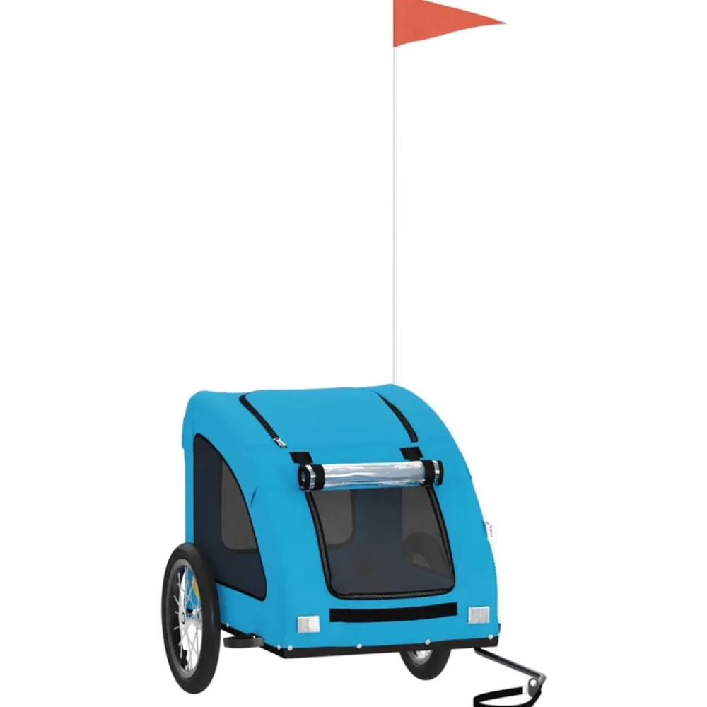 vidaXL Remolque de bicicleta mascotas hierro tela Oxford Azul Best