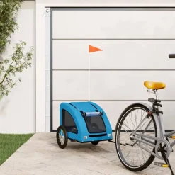 vidaXL Remolque de bicicleta mascotas hierro tela Oxford Azul Best