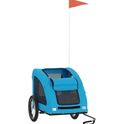 vidaXL Remolque de bicicleta mascotas hierro tela Oxford Azul Best