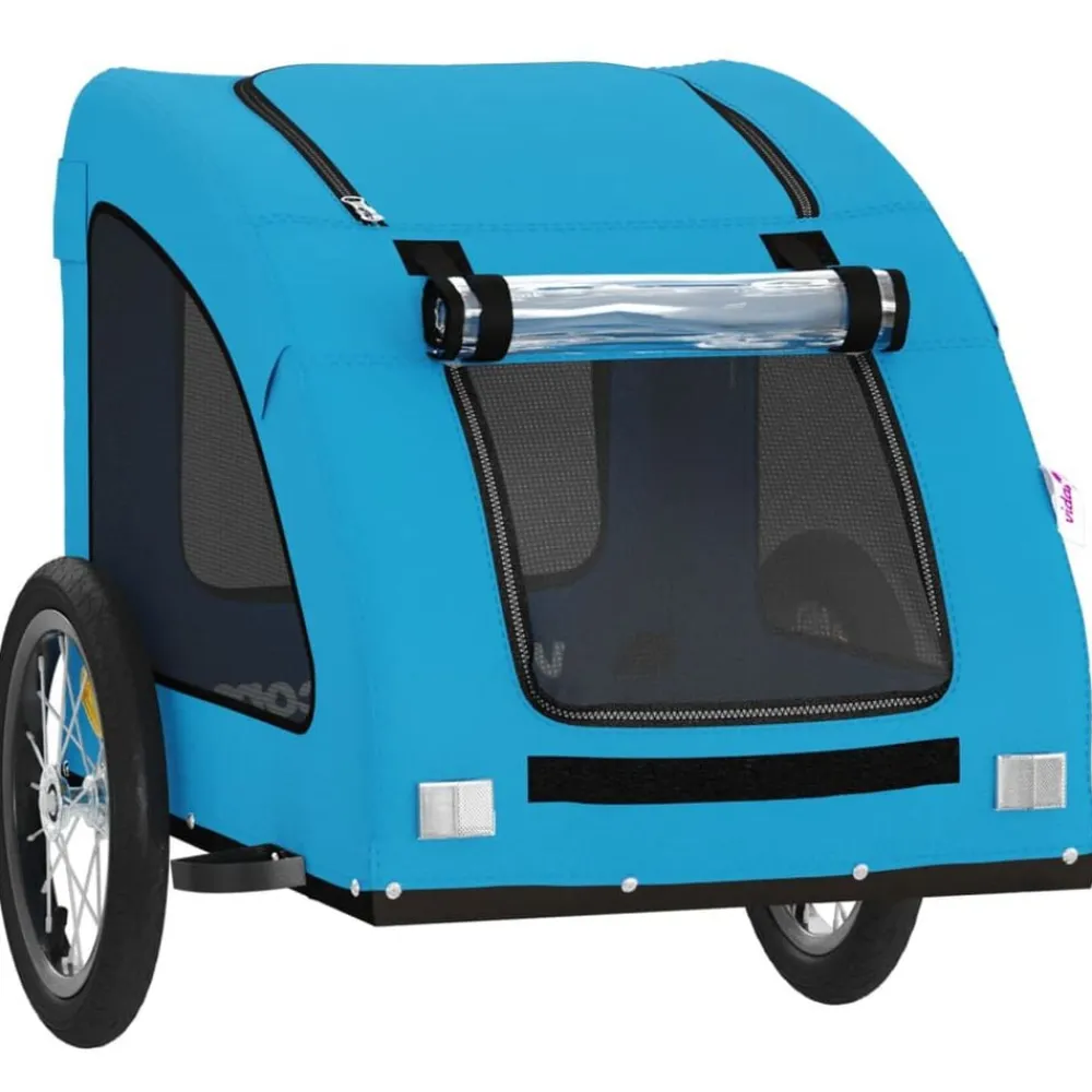 vidaXL Remolque de bicicleta mascotas hierro tela Oxford Azul Best