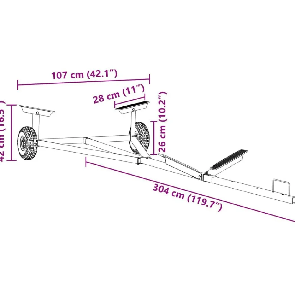 vidaXL Remolque para barcos Plateado 302 x 107 x 42 cm Acero Online