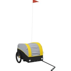 vidaXL Remolque para bicicleta hierro negro y 30 kg Amarillo Hot