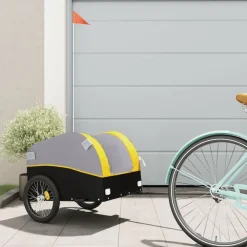 vidaXL Remolque para bicicleta hierro negro y 30 kg Amarillo Hot