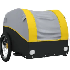 vidaXL Remolque para bicicleta hierro negro y 30 kg Amarillo Hot