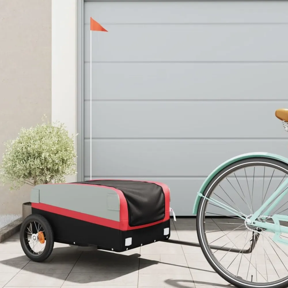 vidaXL Actividades Al Aire Libre-Remolque para bicicleta hierro negro y 30 kg