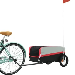vidaXL Actividades Al Aire Libre-Remolque para bicicleta hierro negro y 30 kg