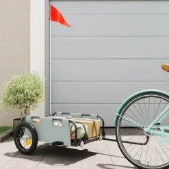 vidaXL Remolque para bicicletas hierro y tela Oxford Gris Best