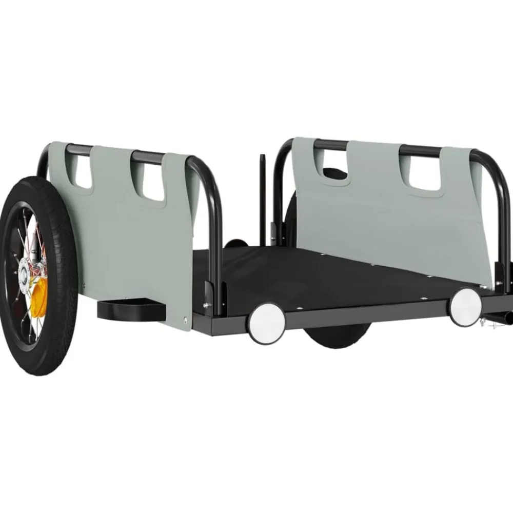 vidaXL Remolque para bicicletas hierro y tela Oxford Gris Best
