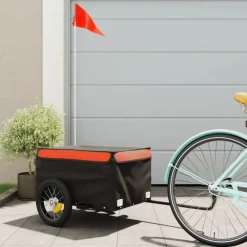 vidaXL Actividades Al Aire Libre-Remolque para bicicleta hierro negro y 30 kg
