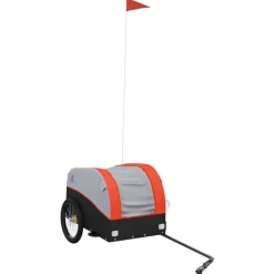 vidaXL Remolque para bicicleta hierro negro y 30 kg Naranja Discount