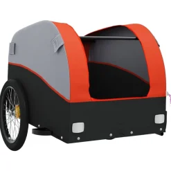 vidaXL Remolque para bicicleta hierro negro y 30 kg Naranja Discount
