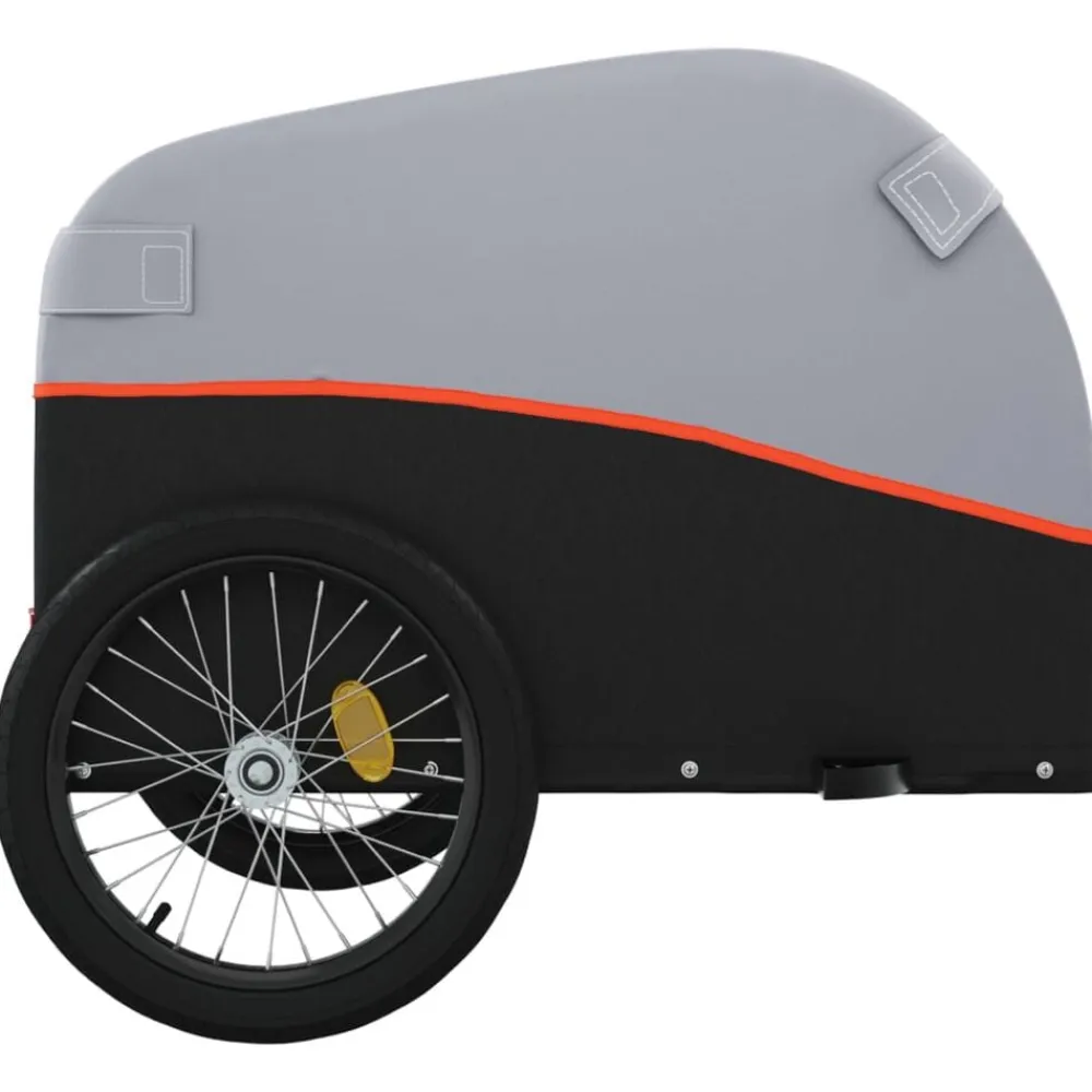 vidaXL Remolque para bicicleta hierro negro y 30 kg Naranja Discount