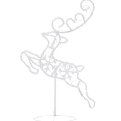 vidaXL Decoración-Renos voladores y trineo blanco cálido 260x21x87 cm