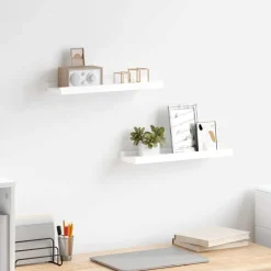 vidaXL Repisa para marcos de fotos 2 uds MDF 40x9x3 cm Blanco Best