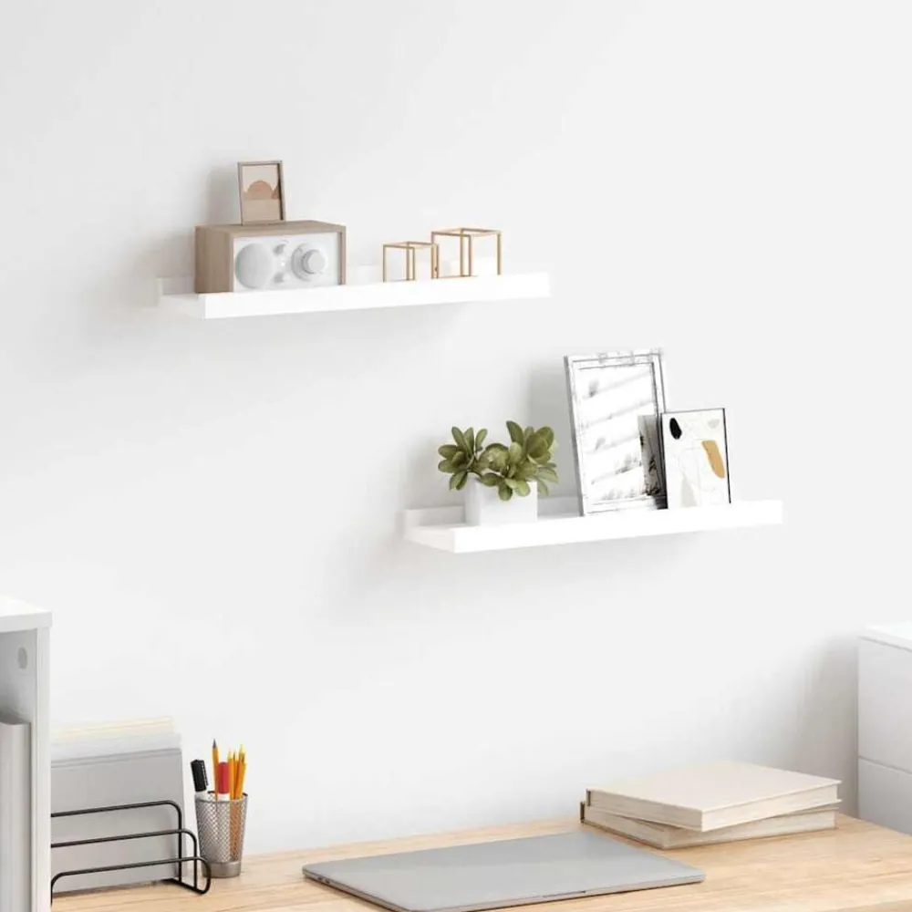vidaXL Repisa para marcos de fotos 2 uds MDF 40x9x3 cm Blanco Best