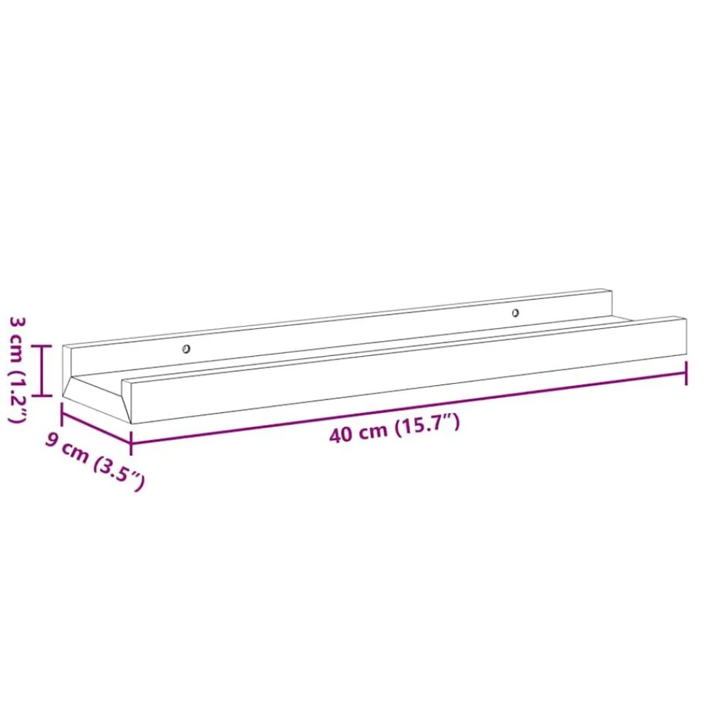 vidaXL Repisa para marcos de fotos 2 uds MDF 40x9x3 cm Blanco Best