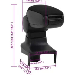 vidaXL Piezas Y Accesorios Para Vehículos-Reposabrazos para coche ABS negro 15x35x(30-47) cm