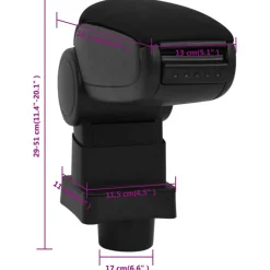 vidaXL Reposabrazos para coche ABS negro 13x31,5x(29-51) cm New