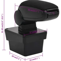 vidaXL Piezas Y Accesorios Para Vehículos-Reposabrazos para coche ABS negro 17x40x(31-49) cm