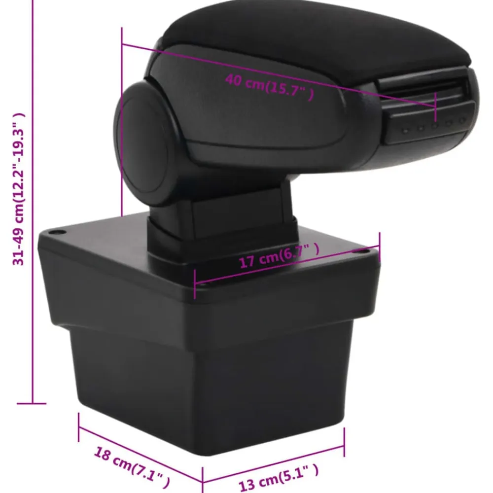 vidaXL Piezas Y Accesorios Para Vehículos-Reposabrazos para coche ABS negro 17x40x(31-49) cm