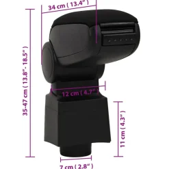 vidaXL Piezas Y Accesorios Para Vehículos-Reposabrazos para coche ABS negro 12x34x(35-47) cm