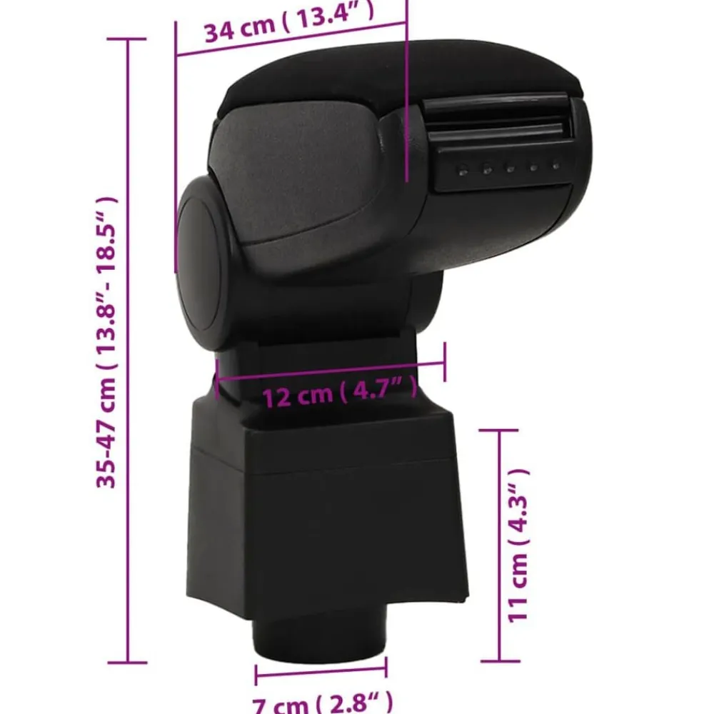 vidaXL Piezas Y Accesorios Para Vehículos-Reposabrazos para coche ABS negro 12x34x(35-47) cm