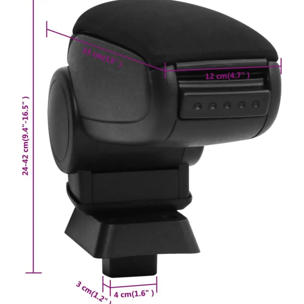 vidaXL Reposabrazos para coche ABS negro 12x33x(24-42) cm Outlet