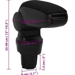 vidaXL Reposabrazos para coche ABS negro 13x33x(33-49) cm Discount