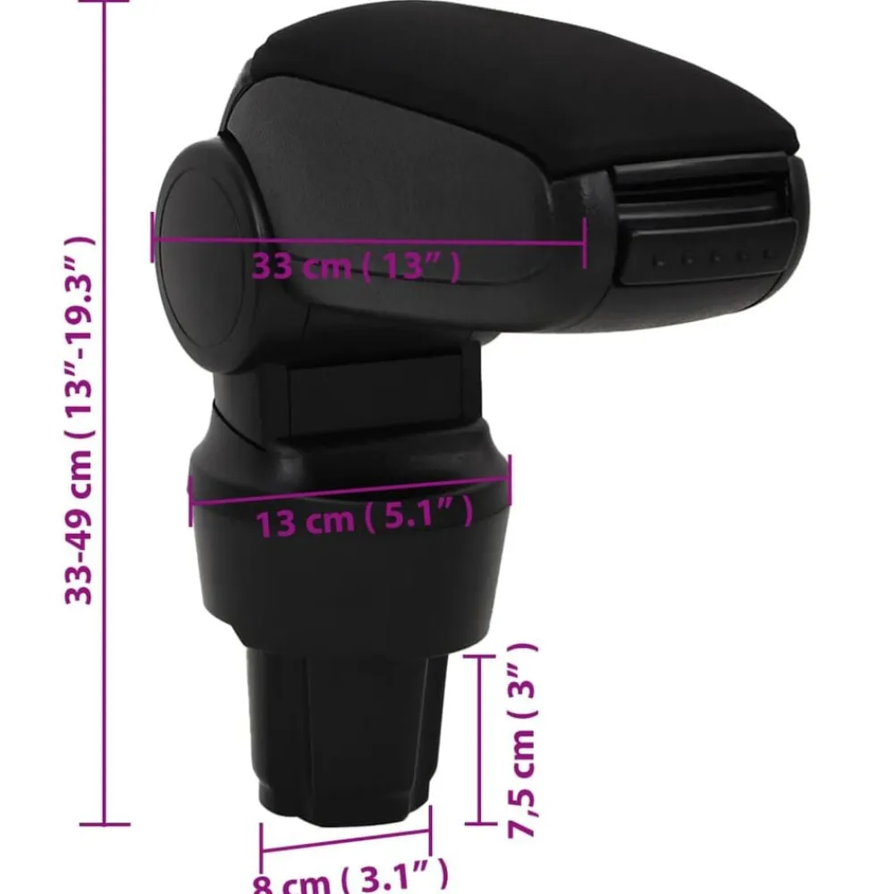 vidaXL Reposabrazos para coche ABS negro 13x33x(33-49) cm Discount