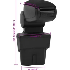 vidaXL Piezas Y Accesorios Para Vehículos-Reposabrazos para coche ABS negro 17x32x(35,5-52) cm