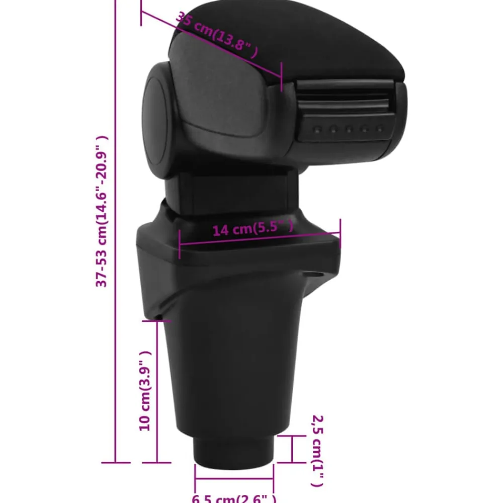 vidaXL Reposabrazos para coche ABS negro 14x35x(37-53) cm Sale