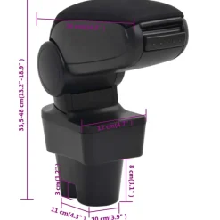 vidaXL Piezas Y Accesorios Para Vehículos-Reposabrazos para coche ABS negro 12x36x(33,5-48) cm